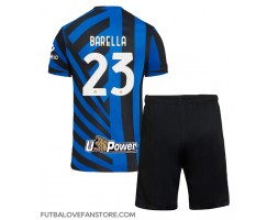 Inter Milan Nicolo Barella #23 Domáci Detský futbalový dres 2024-25 Krátky Rukáv (+ trenírky)